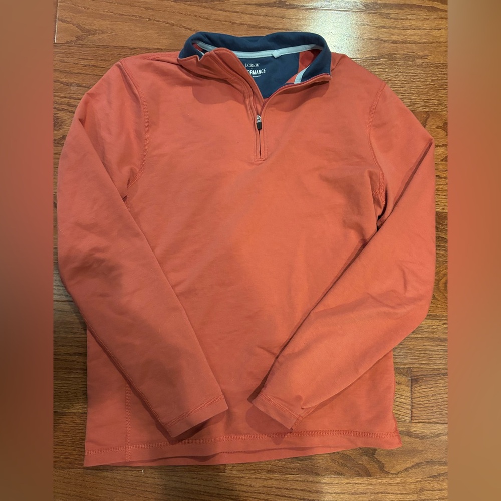 J. Crew Men’s Orange Zip Performance Pullover, Small